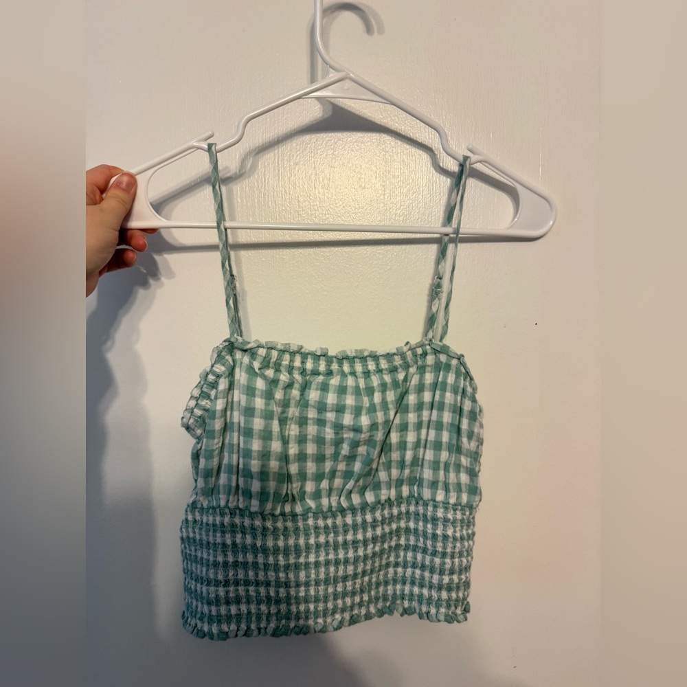 American Eagle Outfitters Mint Checkered Top